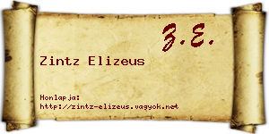 Zintz Elizeus névjegykártya